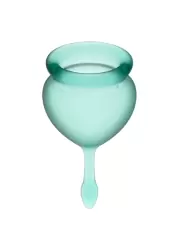 Набор менструальных чаш Satisfyer Feel good Menstrual Cup, 15 и 20 мл, силикон, зеленый