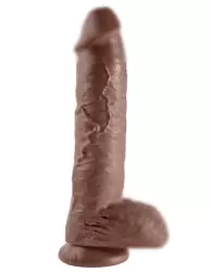 Реалистичный фаллоимитатор-гигант Pipedream King Cock 10 Cock with Balls, с мошонкой, 26,7 см, ПВХ, коричневый