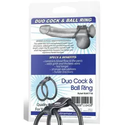 Двойное эрекционное кольцо на пенис и мошонку Duo Cock & Ball Ring – черный
