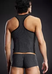 Борцовка BlueLine с V-образным вырезом в полоску – S/M