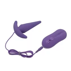 Анальная пробка с вибрацией на проводном пульте управления Tower – фиолетовый