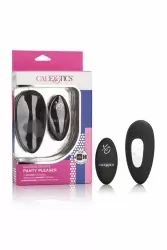 Носимый стимулятор клитора Silicone Remote Panty Pleaser, 12 режимов, с пультом Д/У, 11,5 см, черный