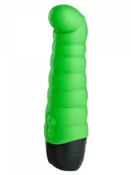 Ребристый вибратор Fun Factory Little Paul, с изогнутой головкой, 14 см, зеленый