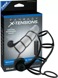 Насадка стимулирующая Beginner's Silicone Power Cage с кольцом на мошонку и вибрацией – черная