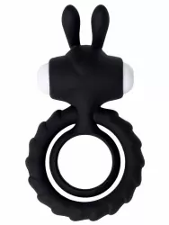 Необычное эрекционное кольцо JOS Bad Bunny, с вибропулей, силикон, 9 см, черное
