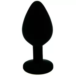 Средняя силиконовая анальная пробка Kanikule Medium с кристаллом – черный с разноцветным