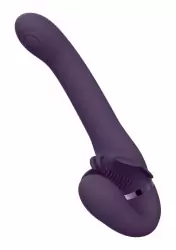 Анатомический вибрострапон Satu, 23 см, безремневой, с тремя моторами, фиолетовый