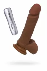 Виброреалистик с мошонкой Toyfa Elite Mulatto на присоске 16 см – мулат
