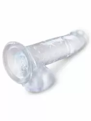 Реалистичный фаллоимитатор Pipedream King Cock Clear, TPE, 20 см, прозрачный, фиолетовый