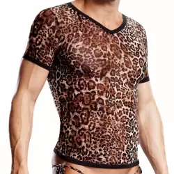 Леопардовая футболка BlueLine из сетки – L/XL
