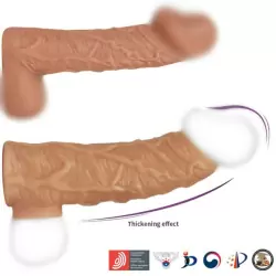 Реалистичная насадка с подхватом мошонки на фаллос, с открытой головкой, размер L