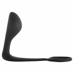Мужской анальный стимулятор с кольцом на пенис Button Anal Plug Black 4216-01Lola