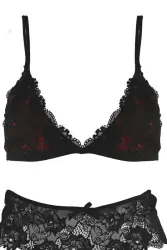 Черно-красный кружевной комплект с бюстгальтером, трусиками и поясом для чулок Baci White Label – S/M