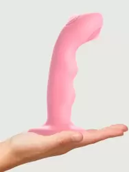 Изогнутый вибратор Strap-On-Me Tapping Dildo Wave, 5 скоростей, 15,3 см, коралловый