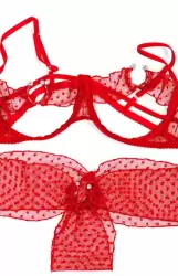 Сногсшибательный комплект Anais Afrodita с открытой грудью – красный, S