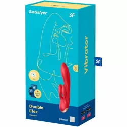Вибратор-кролик Satisfyer Double Flex с двумя клиторальными отростками (красный)