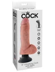 Вибратор-реалистик с мошонкой 8 Vibrating Cock with Balls с присоской – телесный