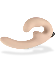 Анатомический страпон Fun Factory Sharevibe, безремневой, со съемной вибропулей, 22 см, бежевый