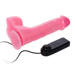 Объемный реалистичный вибратор с мошонкой и присоской Intrepid Imperor 7” – розовый