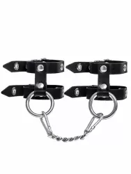 Наручники Pecado BDSM, однослойные, из двух ремешков, натуральная кожа, черные