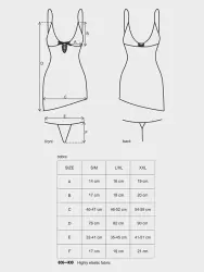 Обтягивающая черная сорочка с ассиметричным подолом и стринги Cobra (Obsessive) – S/M