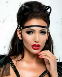 Маска Me Seduce с ушами из стреп лент - черный