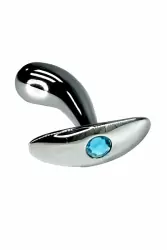 Изогнутая анальная пробка для ношения c голубым кристаллом, размер S, Kanikule