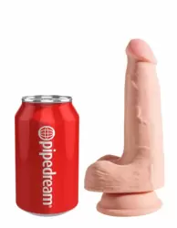 Реалистичный дилдо тройного покрытия с мошонкой и присоской King Cock Plus. 13 см