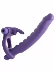 Эрекционное виброкольцо Double Delight, для двойного проникновения, стимуляция клитора, 16,5 см, фиолетовое
