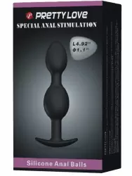 Анальная втулка Pretty Love, со смещённым центром тяжести, 12,5 см, силикон, черный