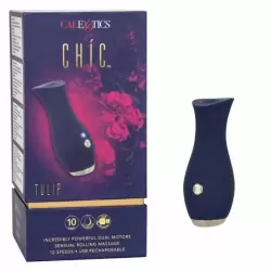 Инновационный вибратор CHIC TULIP, 11,5 см, силикон, синий 
