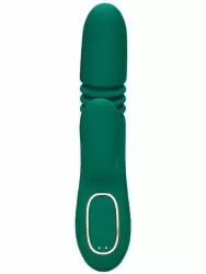 Вибратор-кролик Shots Toys Thrusting and Warming Rabbit Vibrator , 15 режимов, с функцией «поступательное движение», зелёный