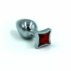 Набор из серебряной анальной пробки и четырех кристаллов в форме мастей (Small)