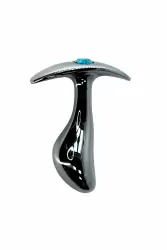 Изогнутая анальная пробка для ношения c голубым кристаллом, размер S, Kanikule