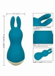 Мини-вибратор Slay #AmazeMe, с ушками на конце, 10.75 см, 10 скоростей, силикон, синий