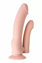 Реалистичный двойной фаллоимитатор на присоске TOYFA A-Toys с вибрацией – телесный