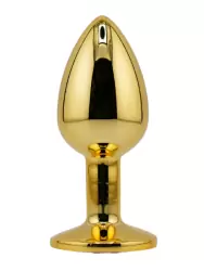 Маленькая алюминиевая анальная пробка Kanikule Small с кристаллом – золотистый с розовым