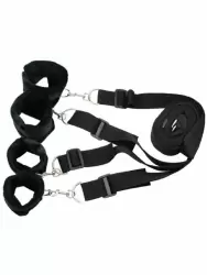 Набор бондажей Frisky, для фиксации на кровати, 7 предметов, черный