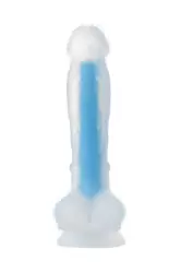 ФАЛЛОИМИТАТОР, СВЕТЯЩИЙСЯ В ТЕМНОТЕ, BEYOND BY TOYFA, BRUCE GLOW, СИЛИКОН, ПРОЗРАЧНО-СИНИЙ, 22 СМ