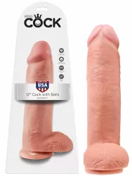 Фаллоимитатор-реалистик с мошонкой 12 Cock with Balls на присоске – телесный