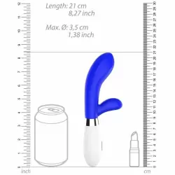 Изогнутый вибратор-кролик Achilles, 21 см, 10 режимов, королевский синий