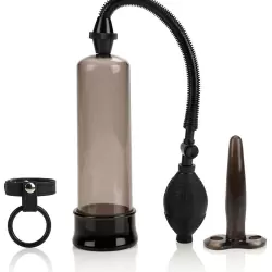 Мужской набор Rock Hard: помпа, анальная пробка и ремешок на мошонку с кольцом