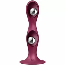 Фактурный фаллоимитатор Satisfyer Double Ball-R, два металлических шариками в стволе, 18 см, красный