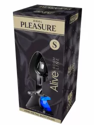 Металлическая анальная пробка Alive Mini Metal Butt, голубой кристалл, 7 см, диаметр 2,8 см, серебристый