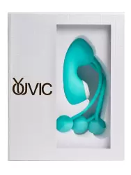 Вакуумный стимулятор клитора Youvic с вагинальными виброшариками, 16 см, 20 режимов, бирюзовый