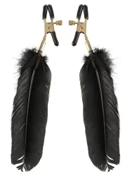 Зажимы для сосков Feather Nipple Clamps с перьями – черные с золотом