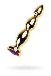 Металлическая анальная пробка TOYFA Metal с кристаллом цвета аметиста - золотистый с фиолетовым