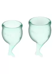 Набор менструальных чаш Satisfyer Feel secure Menstrual Cup, 15 и 20 мл, силикон, светло-зеленый