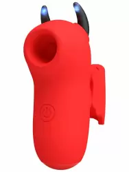 Вакуумный мини-стимулятор клитора Pretty Love Magic Devil, 7см, на палец, с электростимуляцией, красный