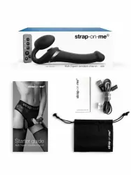 Анатомический страпон Strap-On-Me Multi Orgasm с 3 моторами, безремневой, размер S, черный